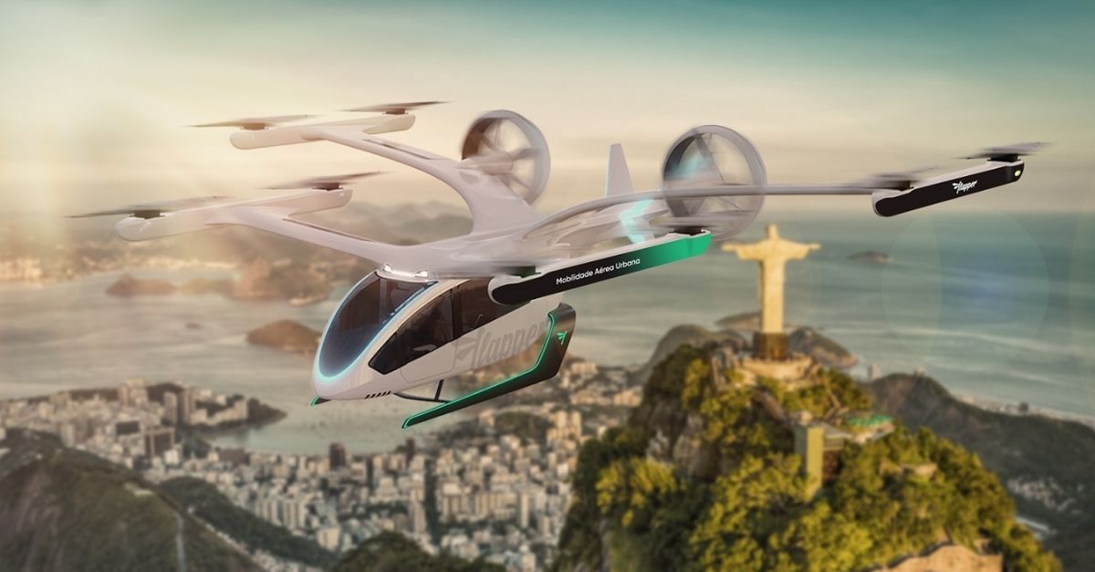 Empresa Embraer, Eve fecha com Flapper para estudar viabilidade de eVTOL na América Latina. Veículos elétricos e aéreos poderão operar com venda de assento.